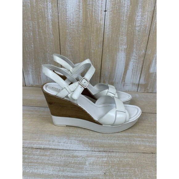 Cole Haan Paley Women's Size 9.5B White Leather High Wedge Heels - Picture 6 of 10